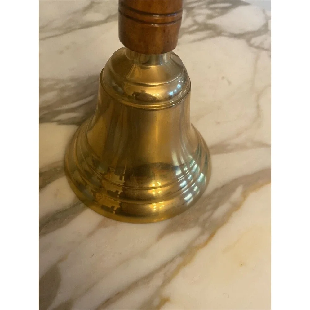 Vintage‎ Brass Hand Bell With Wooden Handle